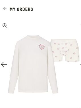 SKIMS Cream Long Sleeve Sleep Tee & Heart-Print Boxer Set